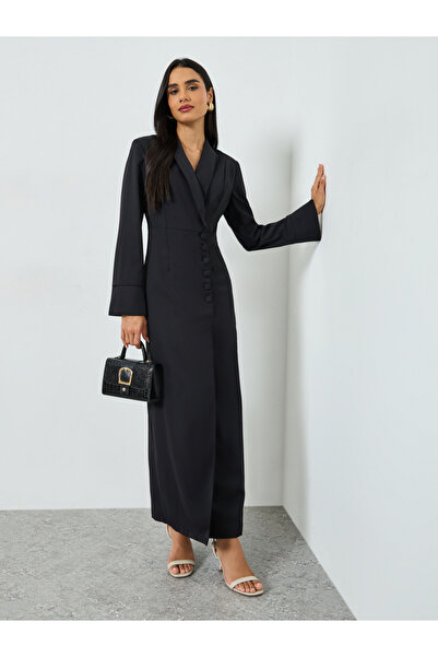 Take Two By Styli Women's Solid Button Detail Bell Sleeve Maxi Dress