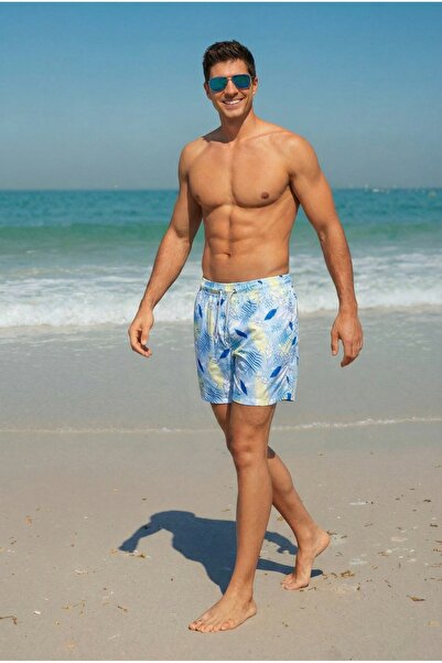 MADZEYMODA Lined Multi-Color Men's Swim Shorts Elastic Lace-Up Short Length P...