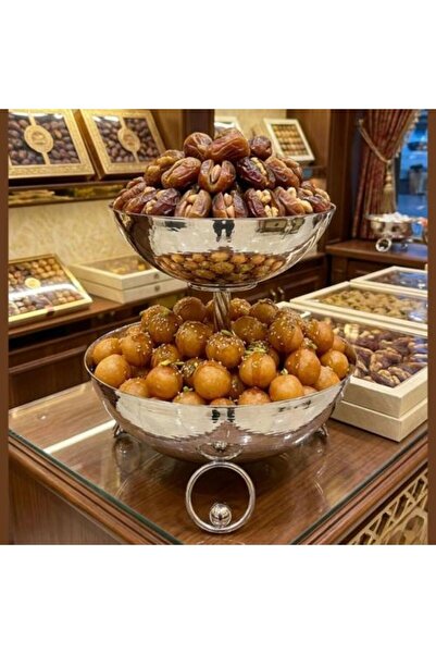 Generic Silver Stainless Steel Serving Bowl with Round Bases