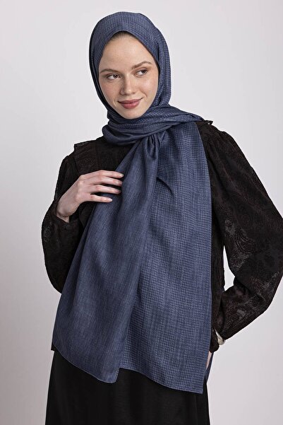 Ayshara Aura Monogram Patterned Double-Sided Shawl - Dark Blue
