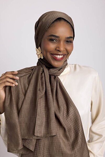Ayshara Aura Monogram Patterned Double-Sided Shawl - Caramel Brown