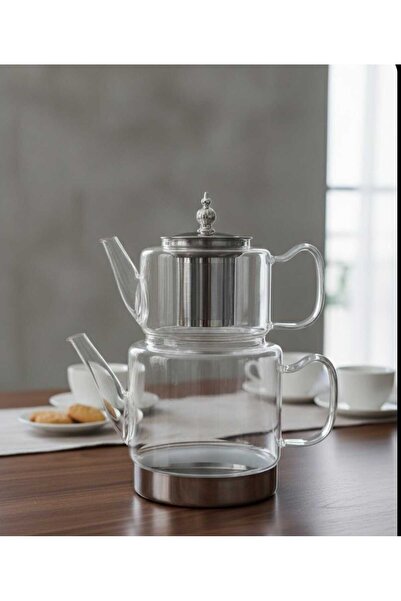 Home Induction Base Borosilicate Glass Tea Pot Set 500 ml Teapot 1800 ml Wate...