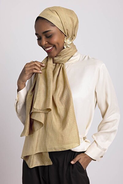 Ayshara Aura Monogram Patterned Double-Sided Shawl - Yellow