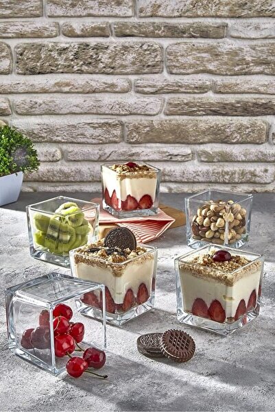 bahe home El yapımı Cam Kare Magnolya Tatlı Kasesi Şık Sunum, Sağlam Cam, Mük...