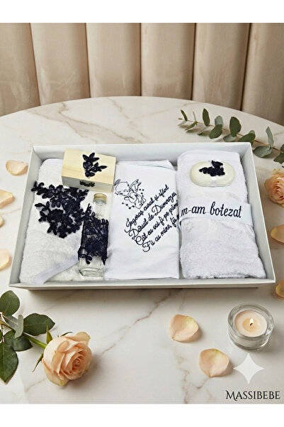 MASSIBEBE Premium Baptismal Trunk with Angel Embroidery and Lace, 7 ft.