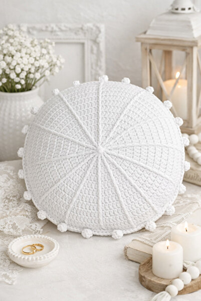Günebakan Handmade Pillow "Hanım Evi Kırlent" - White