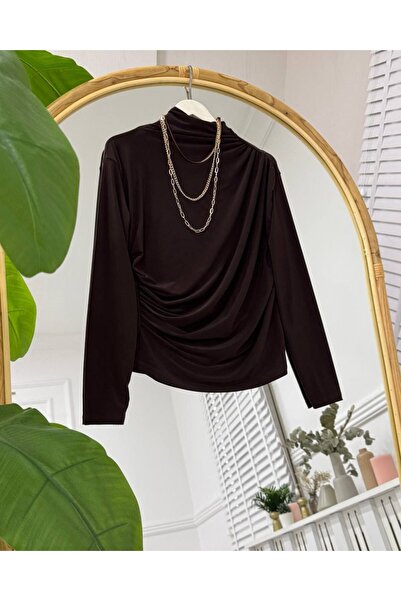 onix Lisa Draped Blouse Brown