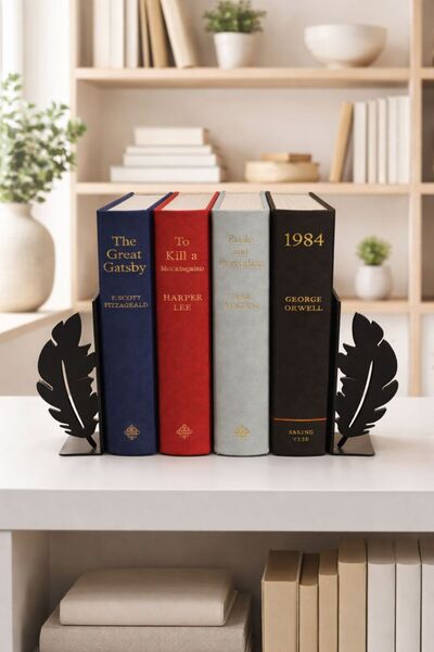 LAZORİAE Suport de cărți metalic premium cu figurină din pene, set de 2 – 12x...