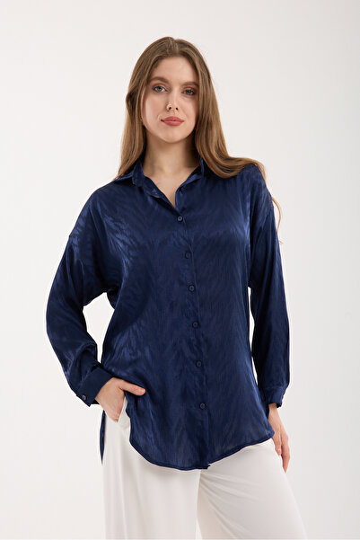 Moda Days Low Sleeve Satin Jacquard Shirt