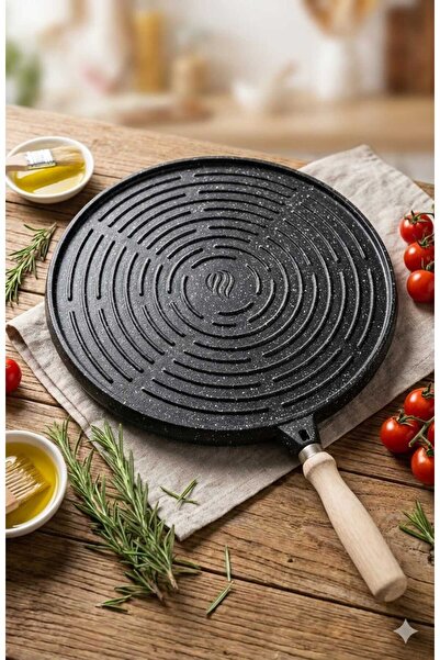 Funny Life Çift Taraflı Döküm Granit Tava- 36 cm - Sapı Çıkar - Fırın Tepsi