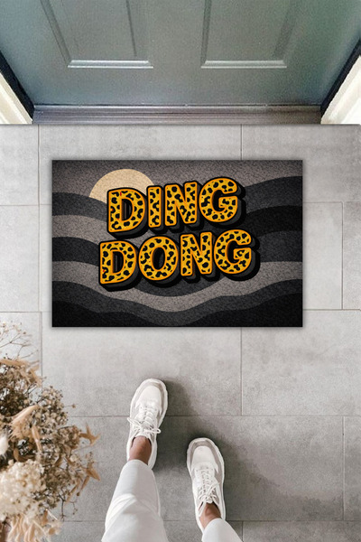 Dormot Modern Digital Print Doormat - Leopard Pattern Ding Dong |   Stone & C...