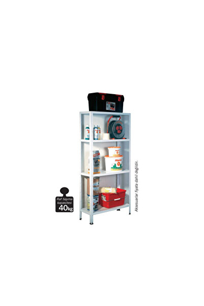 ENLIS Metal 4 Katlı Raf 160x84x30 cm Beyaz Çok Amaçlı Depo Rafı Dar Alan Kile...