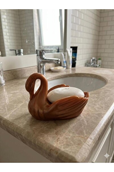 abnturk Tasarım Harikası Kuğu Sabunluk, Porselen Görünümlü Bronz Şıklığı