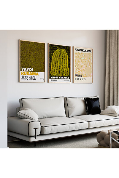 Artiera Σετ ζωγραφικής 3 τεμαχίων Kusama Minimal Yellow Japandi Art με ξύλινο...