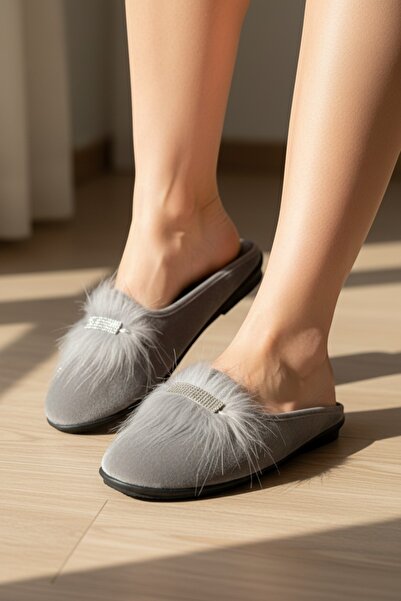 Modafırsat Women's Furry House Slippers Winter Indoor Soft Comfortable Stoned...