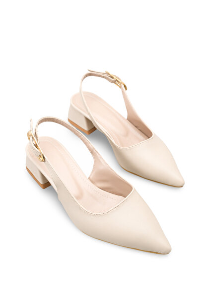 Riccon Pantofi cu toc pentru femei, cu vârf ascuțit și spate deschis 001295 Bej