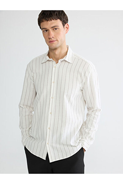 LC Waikiki Rmz Gi̇yi̇m Farkiyla Standard Fit Striped Dobby Men's Shirt