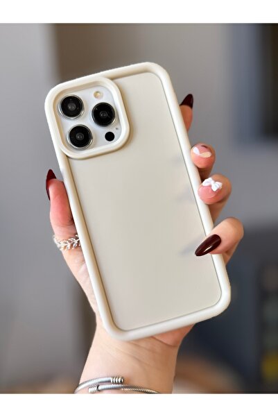 MİRAZ TASARIM Iphone 14 pro max cream color flat silicone case2