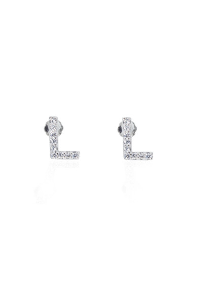 SPARKLES Diamond Letter L Earrings 925 Silver