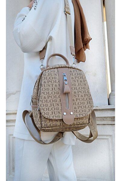 Just Polos Just Polo Women's Monogram Printed Backpack and Shoulder Bag for D...