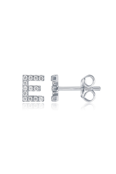 SPARKLES Diamond Letter E Earrings 925 Silver