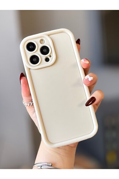 MİRAZ TASARIM Iphone 14 pro max cream color flat silicone case