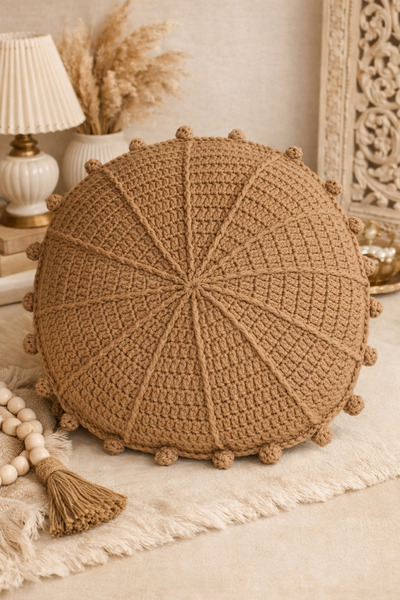 Günebakan Handmade Tıgışi "Lady's House Throw Pillow" - Latte