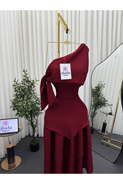 Bailsan red burgundy midi dress
