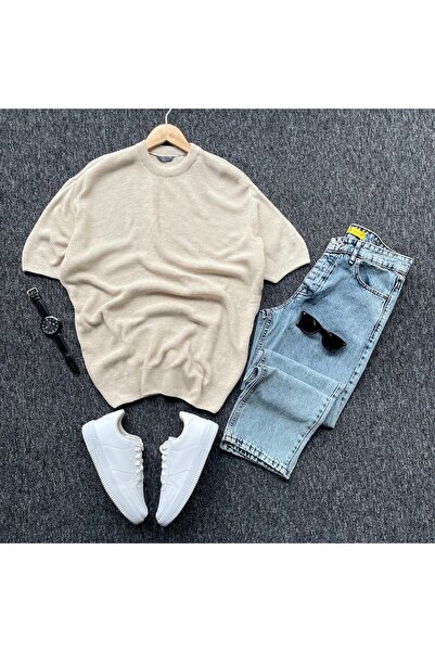 PRİME MODA Crew Neck Knitwear T-Shirt and Jeans 2-Piece Combination