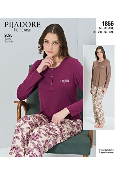 Pijadore 2025-1856 Short Sleeve Battal Pajama Set--Mulberry--