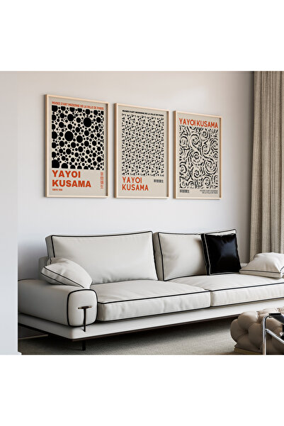 Artiera Σετ ζωγραφικής 3 τεμαχίων Kusama Black Minimal Japandi Art με ξύλινο ...