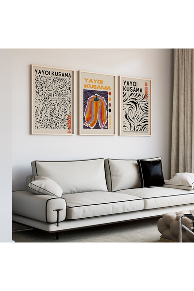 Artiera Σετ ζωγραφικής 3 τεμαχίων Kusama Minimal Harmony Japandi Art με ξύλιν...