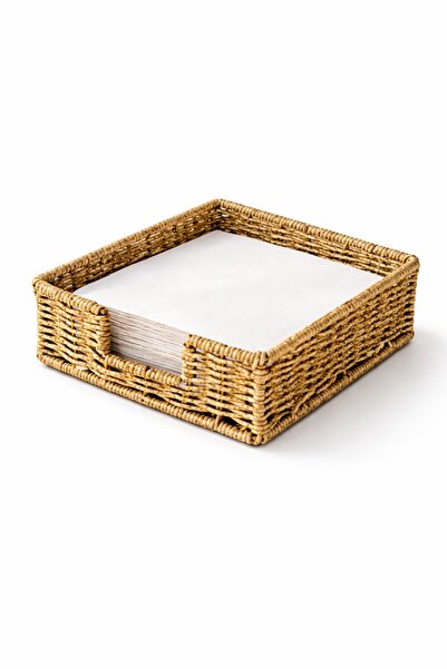 Tuppee حامل مناديل من الخيزران مقاس 17.5x17.5x6.5 سم - حامل تقديم زخرفي متواف...