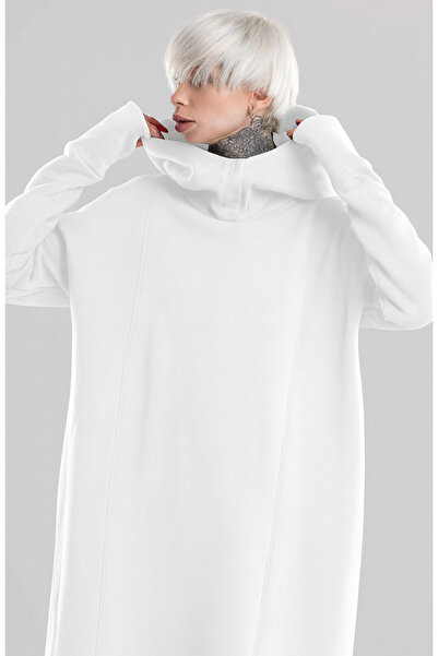 arakan Kadın Asimetrik Kesim Oversize Kapüşonlu Sweatshirt Elbise- K24 3020