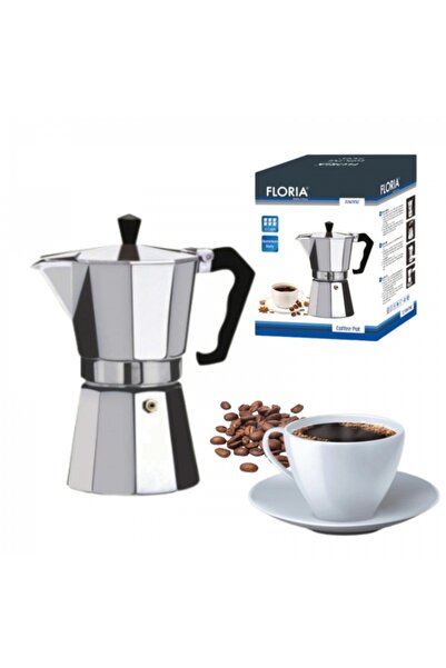 Floria Aluminum espresso coffee maker ZLN-2485, 150ml, 3 cups, elegant silver...