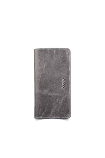 GUARD Crayz Gray Genuine Leather Unisex Portfolio Wallet with Phone Compartme...