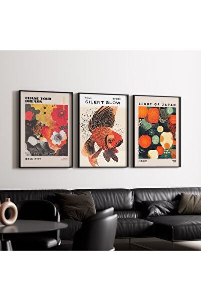 Artiera Σετ ζωγραφικής τέχνης Japandi με ξύλινο πλαίσιο 3 τεμαχίων Follow You...