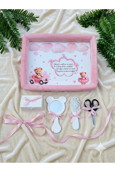 MASSIBEBE Set Complet Tăviță Moț Premium din Catifea, 5 Piese, Aniversare 1 An