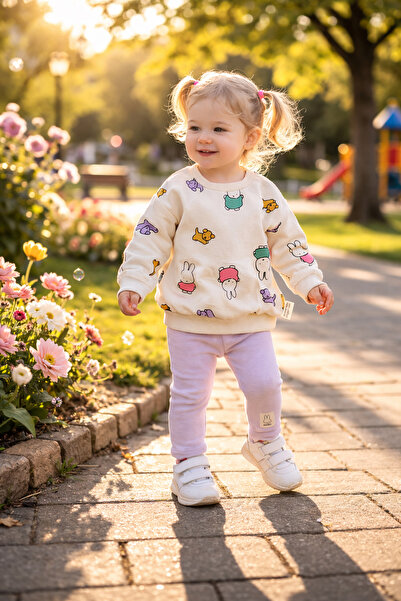 Atlas Baby House طقم مكون من قطعتين مطبوع عليه أرنب للفتيات الصغيرات من عمر 6...