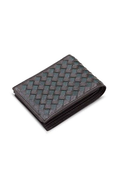 GUARD Brown/Green Knitted Patterned Genuine Leather Men's Wallet // Grd260225...