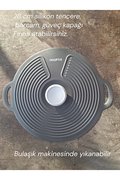 EMPA A V M 28 cm silikon tencere, borcam, güveç siyah kapak