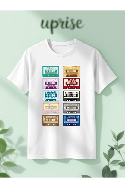 Vordevia Taylor Swift Albums Printed Cotton Oversize T-Shirt