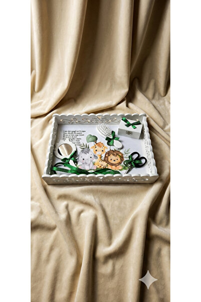 MASSIBEBE Set Complet Tăviță Moț cu Accesorii din Lemn, Design Premium Aniver...