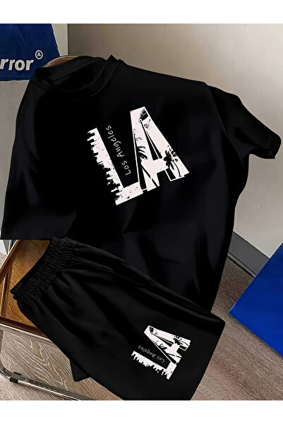 ibibik moda La printed oversize t-shirt shorts set