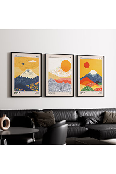 Artiera Σετ ζωγραφικής 3 τεμαχίων με ξύλινο πλαίσιο από το Mount Fuji Born Su...