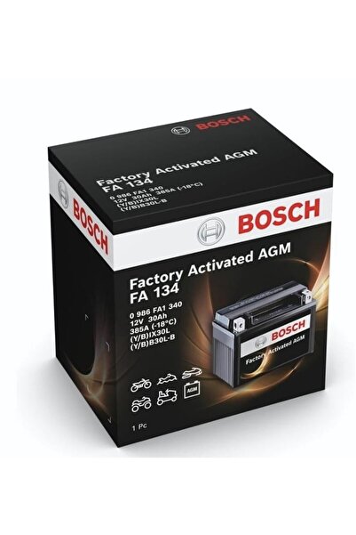 Bosch 12V 30 AH MOTOSİKLET AKÜSÜ AGM 385 A (EN) (166*126*173) (FA134) (YIX30L...