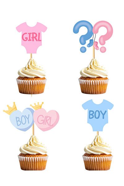 P&B COLLECTION WORKSHOP Baby Shower Cinsiyet Partisi Cupcake Kürdan süsü-12 a...