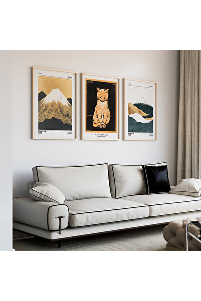 Artiera Σετ ζωγραφικής 3 τεμαχίων με ξύλινο πλαίσιο από το Mount Fuji Sarman ...