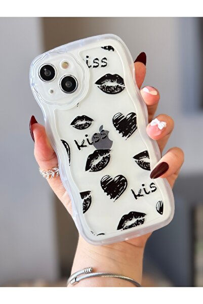 MİRAZ TASARIM iPhone 13 Frosted Transparent Shockproof Heart Pattern Case