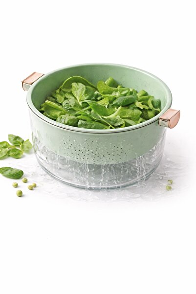 TSUMAB مصفاة سبرينغ داون 2 في 1 صغيرة - مصفاة فاخرة بقاعدة وعاء ومقابض قوية